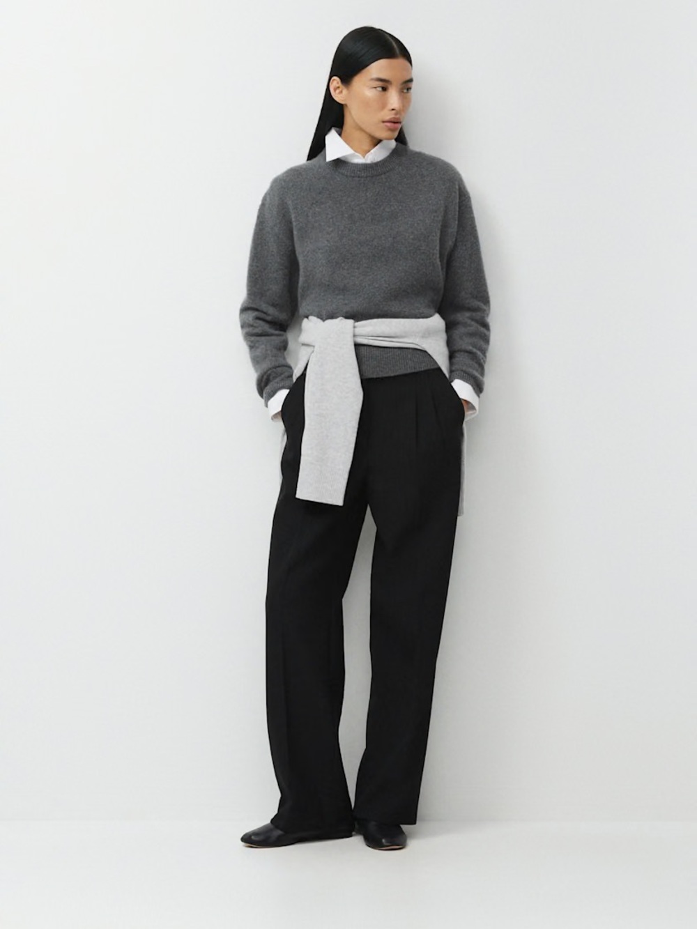 Wilfred Black Effortless Wide-Leg Trousers in Eversential Twill - 8 tall